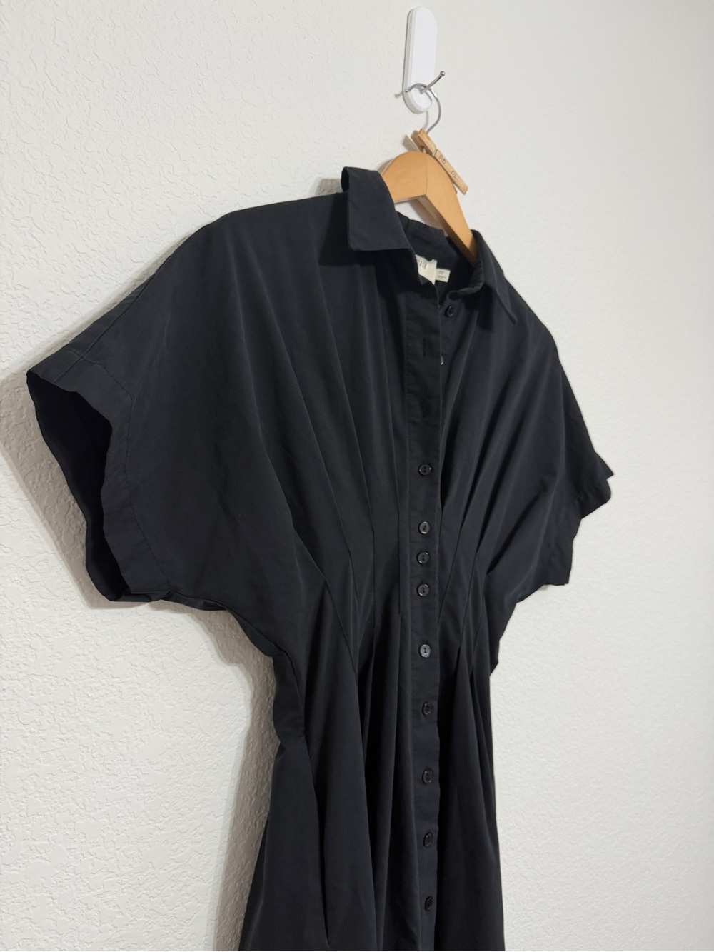 Anthropologie Tobie Black Button Front Midi Dress with Short Sleeves size small - Picture 9 of 15